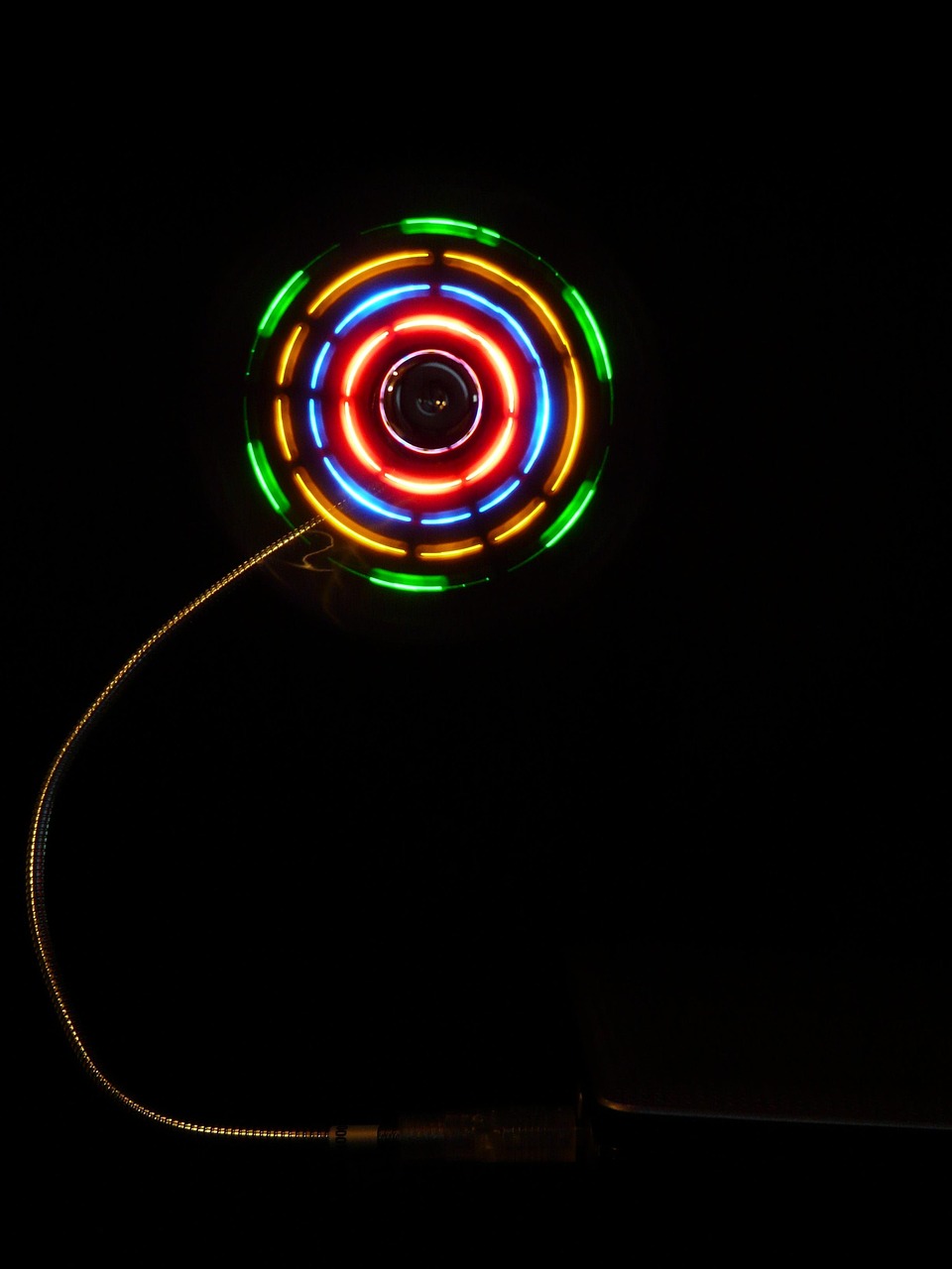 fan, air, cooling, cooling down, rotate, led, neon, play of colors, shining, dark, usb, connection, multicoloured, template, circles, circle, night, coloured, colorful, glow, colour, mystical, mysterious, art, artificially, garish, round
